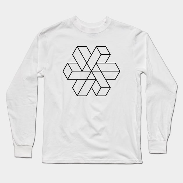 Impossible Shapes – Optical Illusion - Geometric Snowflake Long Sleeve T-Shirt by info@dopositive.co.uk